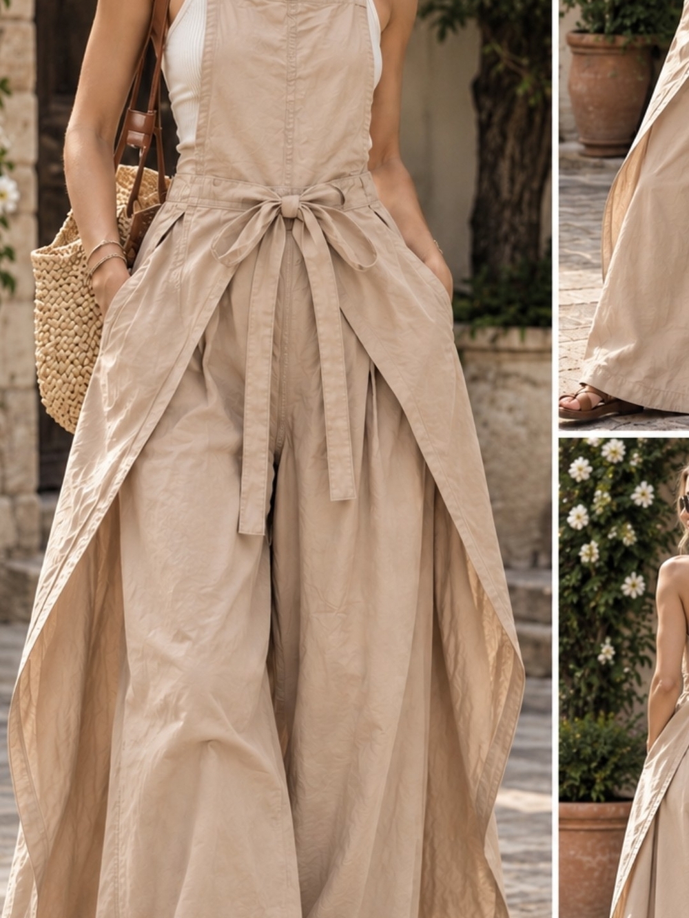 Vista Apron Jumpsuit In Tan By Free People